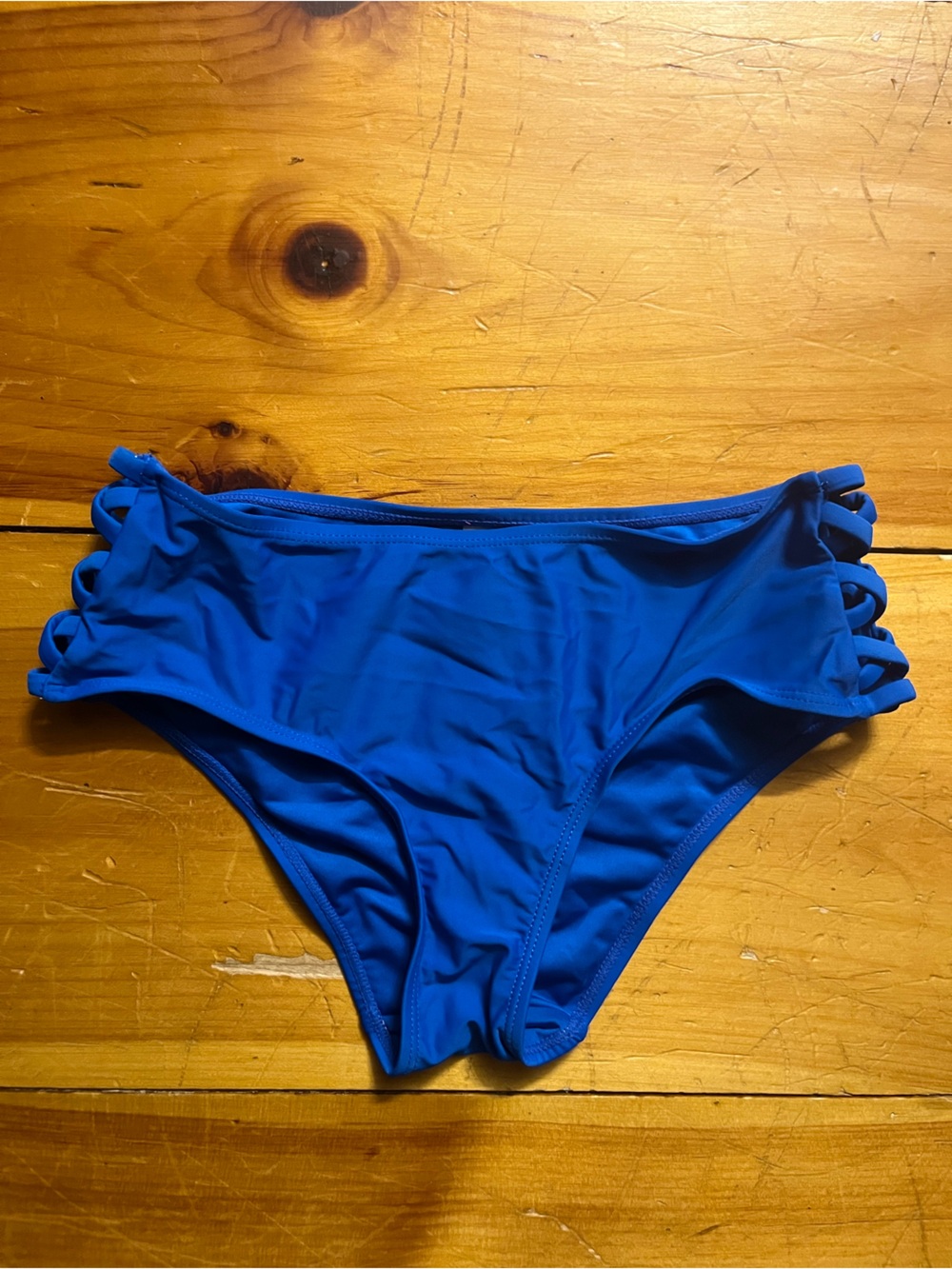 Women’s High Waist Royal Blue Strappy Side Bikini Bottoms size small